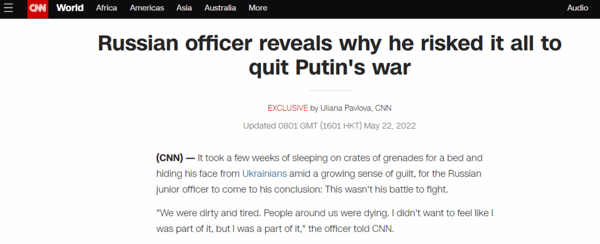 Ruski oficir za CNN govori zašto je riskirao  sve da napusti rat - slika 1