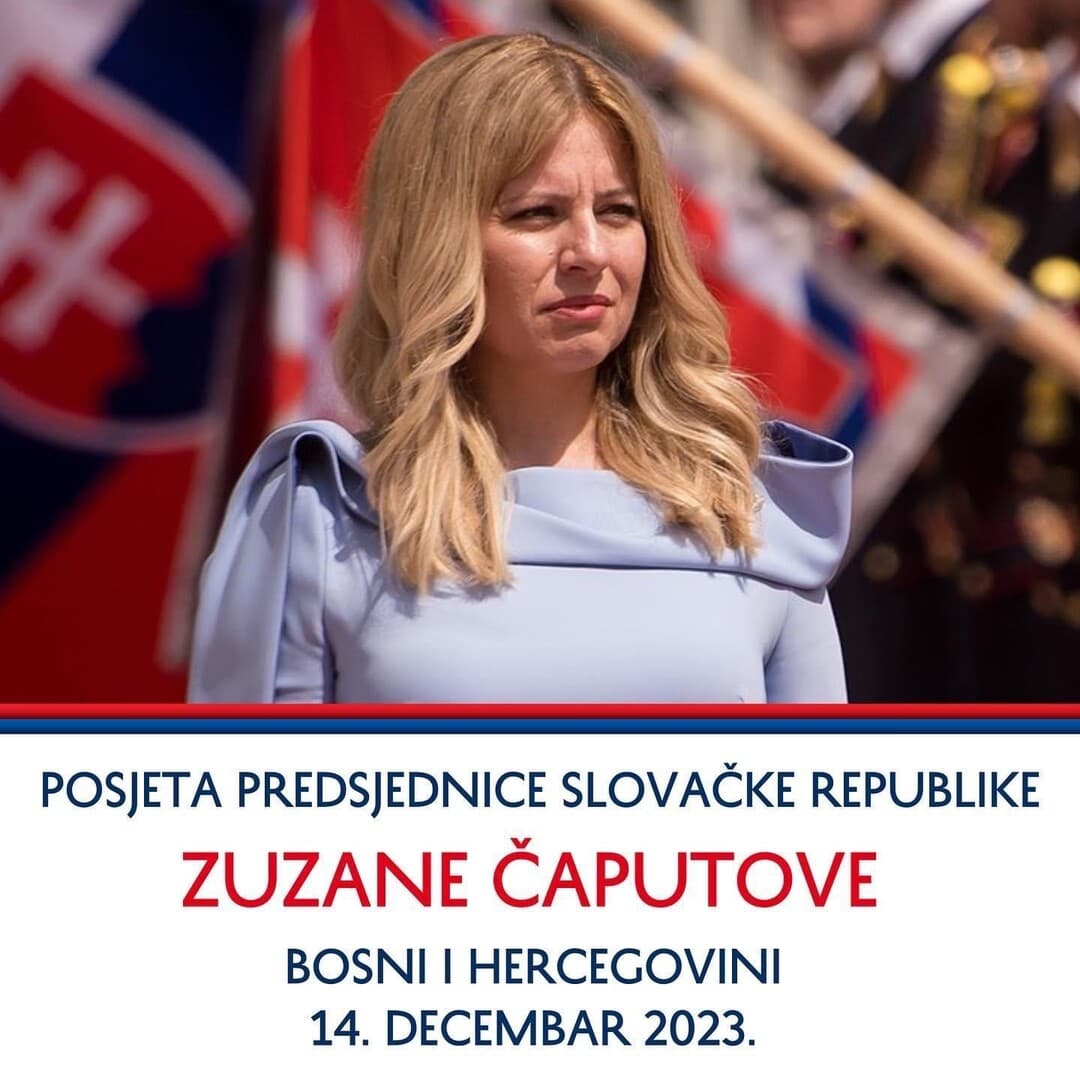 Predsjednica Slovačke sutra u posjeti Bosni i Hercegovini - slika 1
