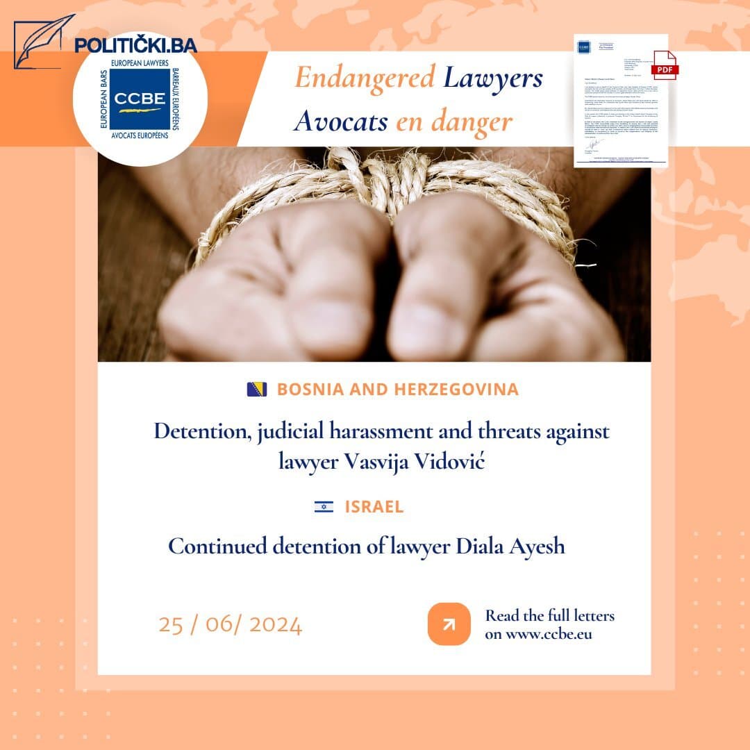 Advokati Evrope: Glavni tužilac BiH progoni advokaticu Vasviju Vidović - slika 6
