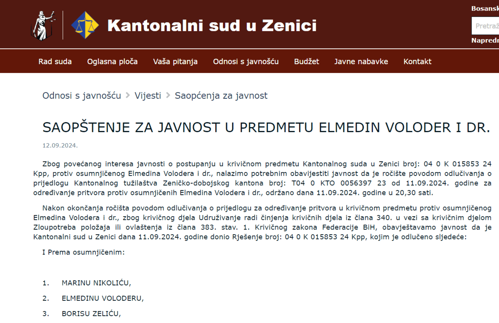 Sud odbio pritvor za Elmedina Volodera i druge - slika 1