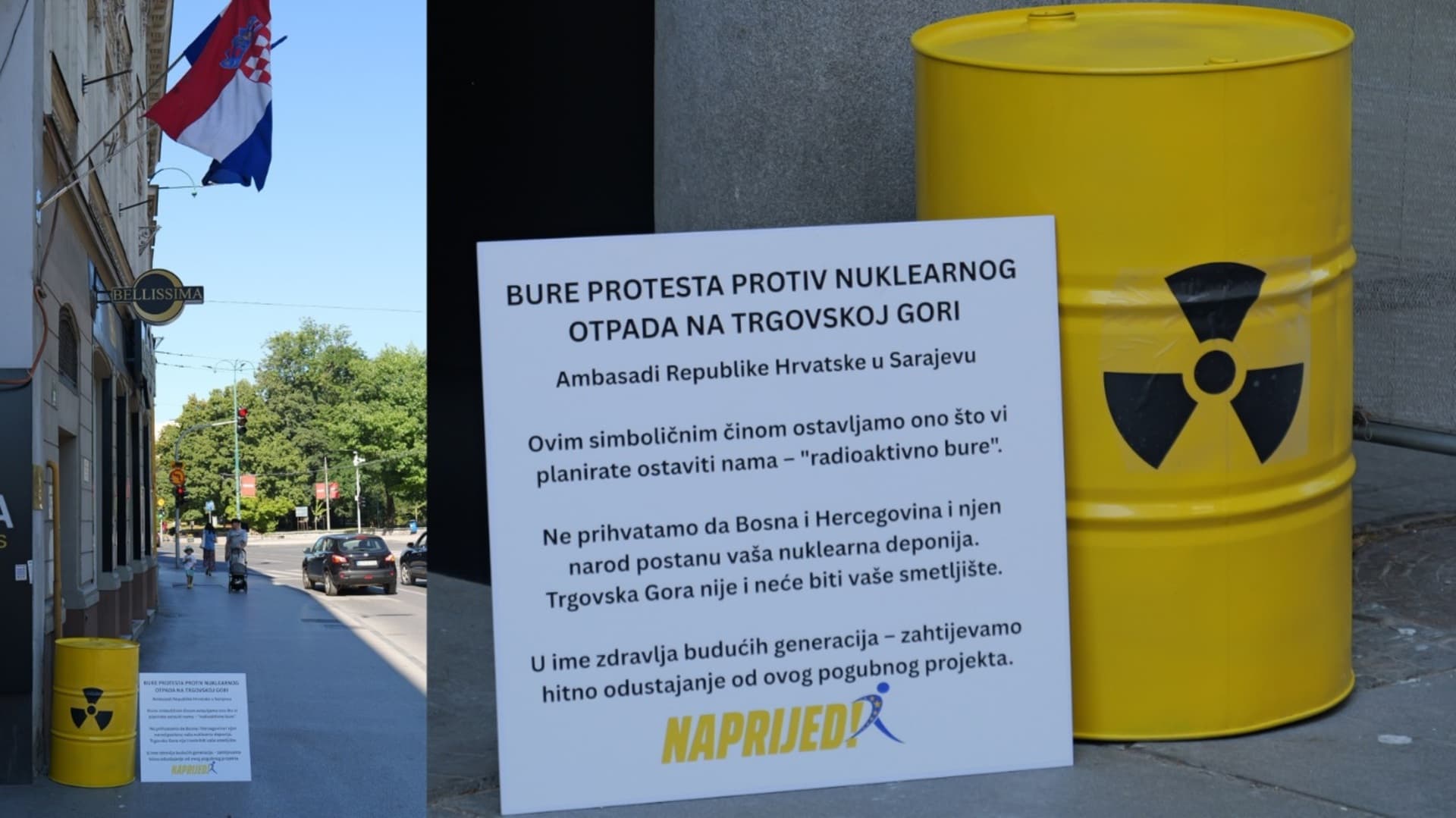 "Radioaktivno bure" ispred Ambasade Hrvatske u Sarajevu - slika 1