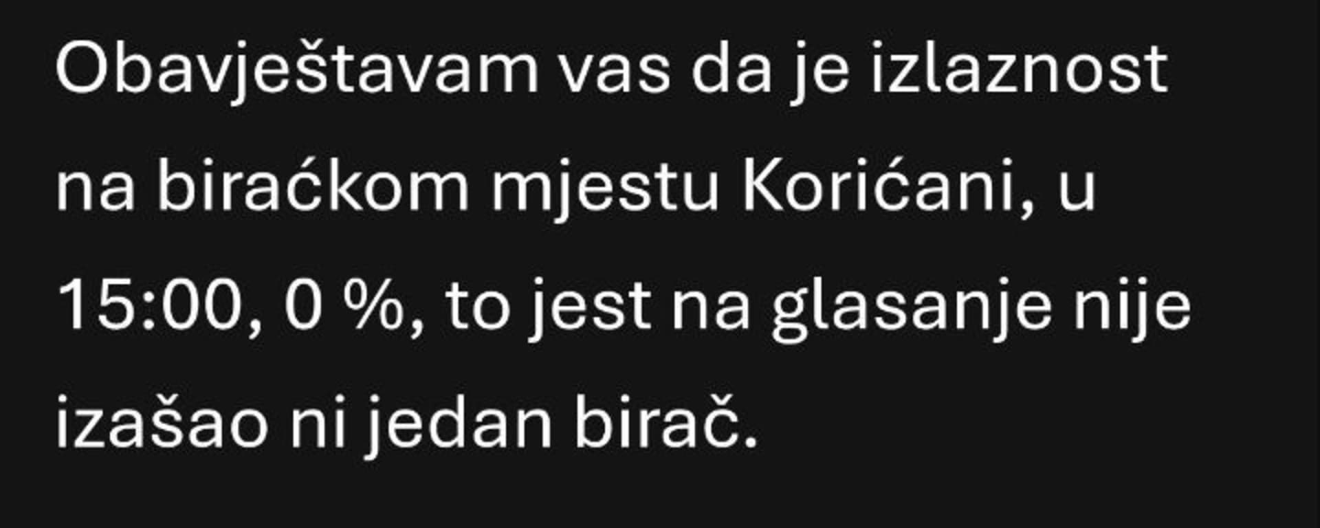U Korićanima niko nije glasao ni do 15 sati - slika 1