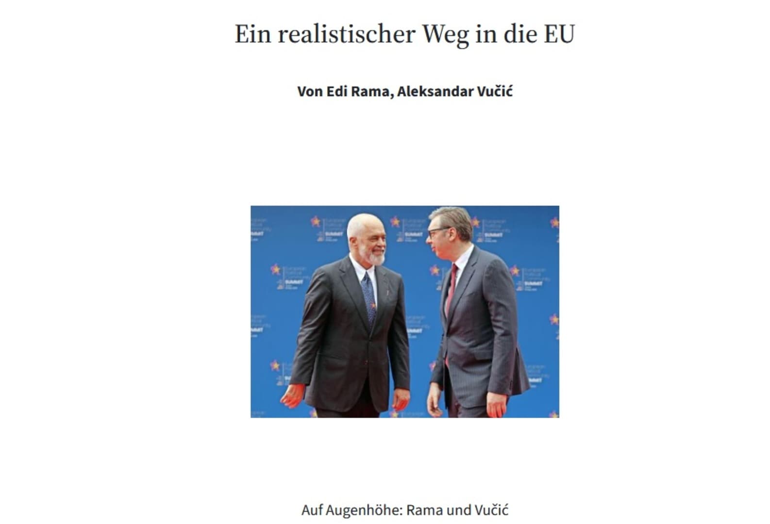 Rama i Vučić objavili: Realan put ka Evropskoj uniji: Proširenje kao zajednički interes - slika 1