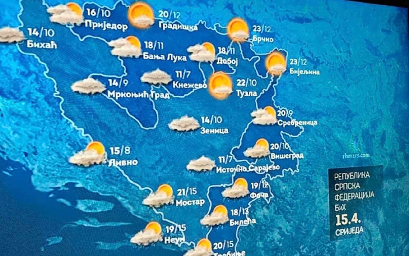 U vremenskoj prognozi RTRs-a i bez magle "nestalo" Sarajevo - slika 1
