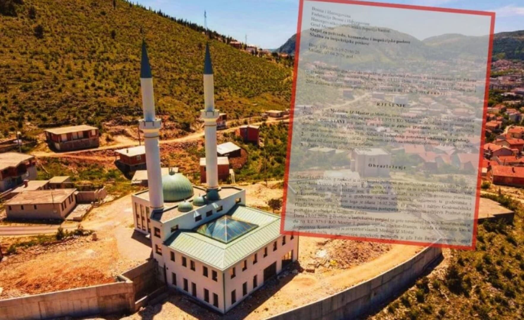 Džamija u Gornjem Zaliku bez dozvole: Grad Mostar naredio hitno zatvaranje gradilišta - slika 1
