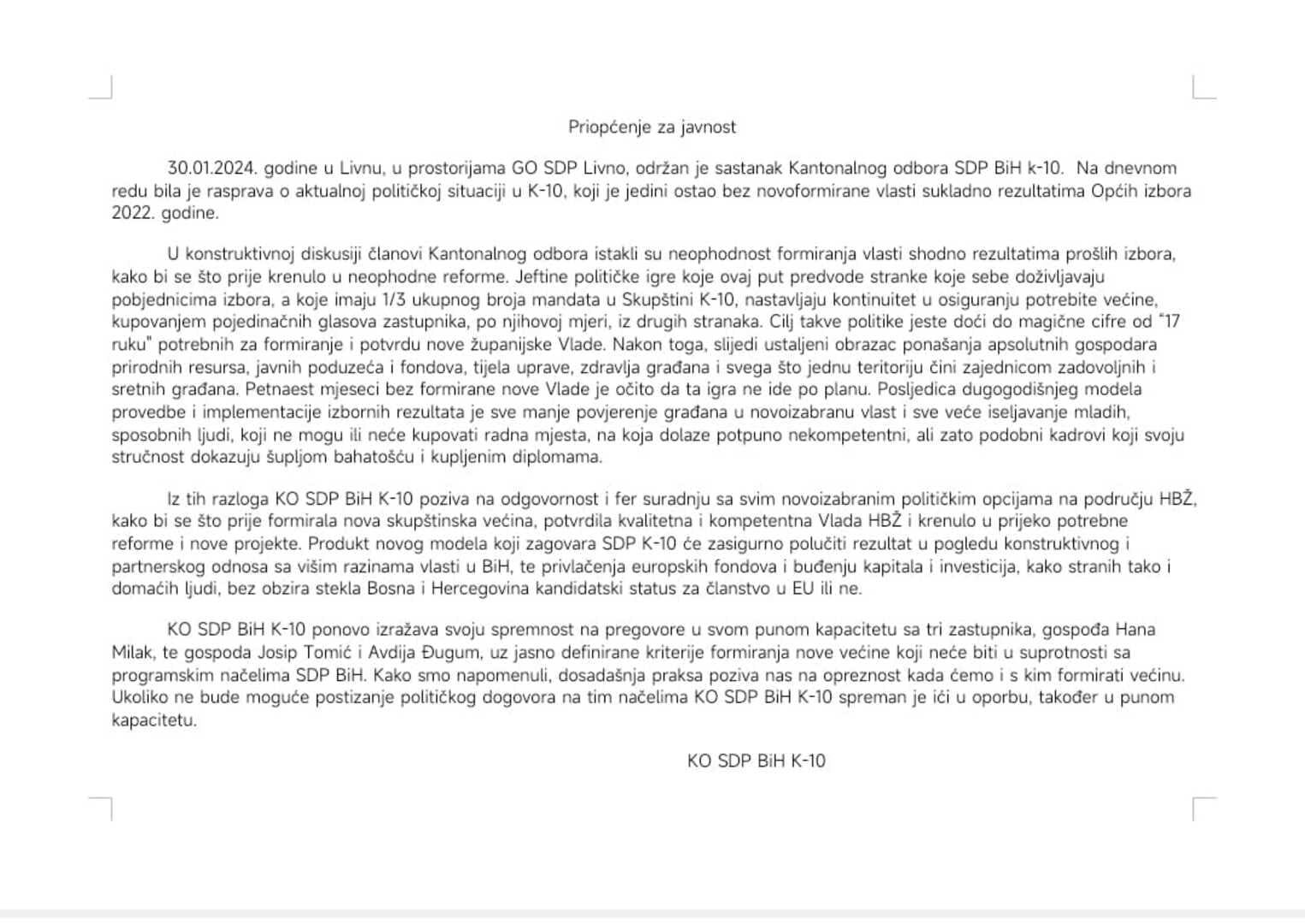 Rasplet ili novi zaplet: SDP hoće u Vladu Livanjskog kantona - slika 1